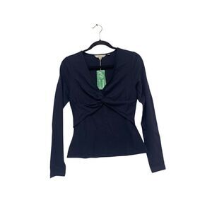 Boden Womens Top Shirt UK 10 US 6 Navy Ponte Twist Front Long Sleeve T1124 NWT